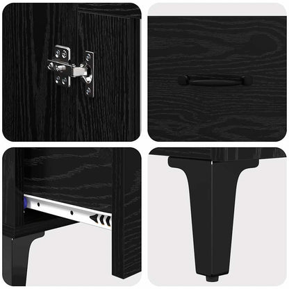 Credenza con cassetto Rovere Nero 70 x 31 x 115 cm