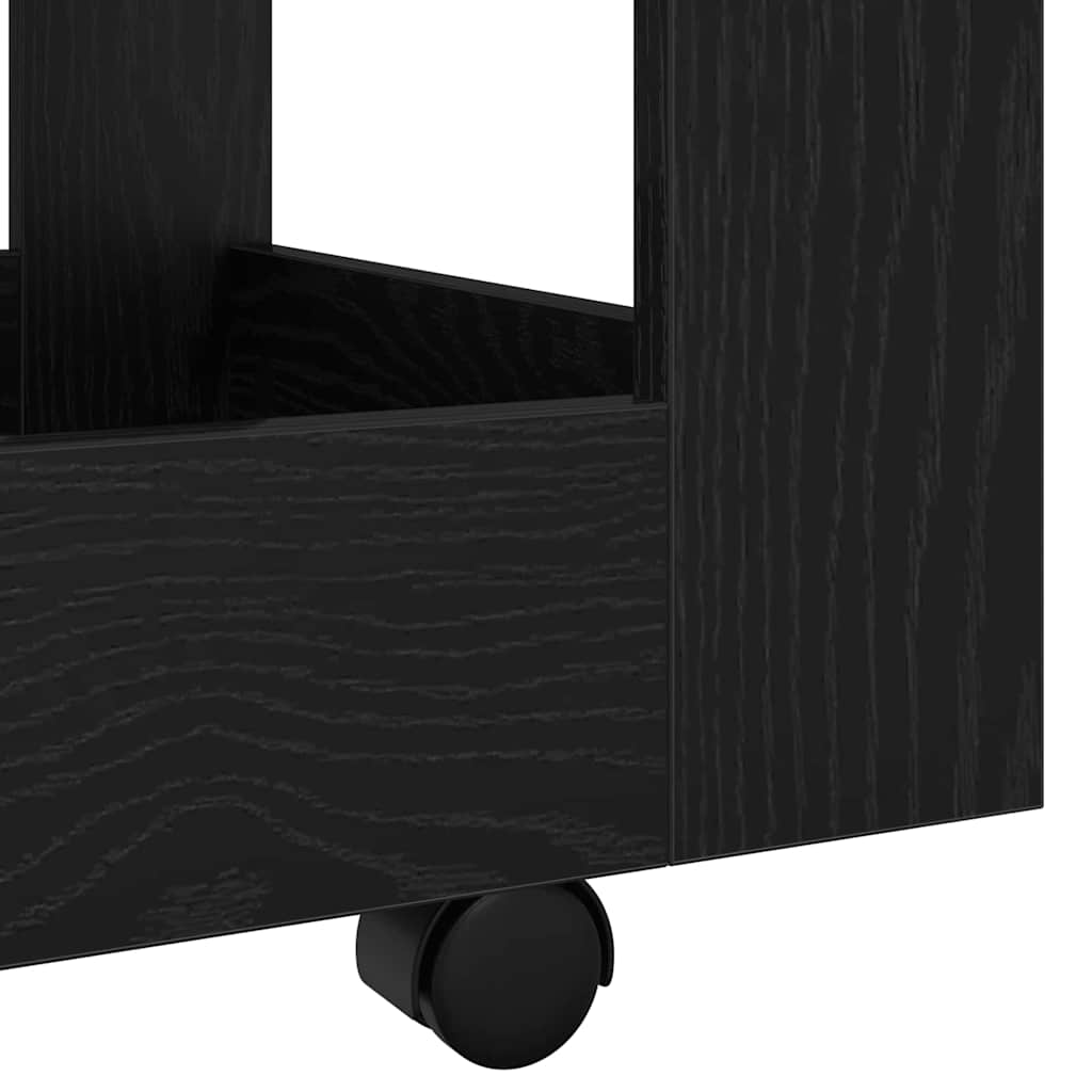 Carrello da Scrivania Rovere Nero 60 x 45 x 60 cm