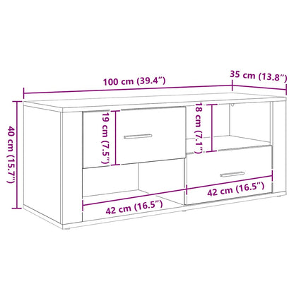 Mobile TV Rovere Nero 100 x 35 x 40 cm Legno multistrato