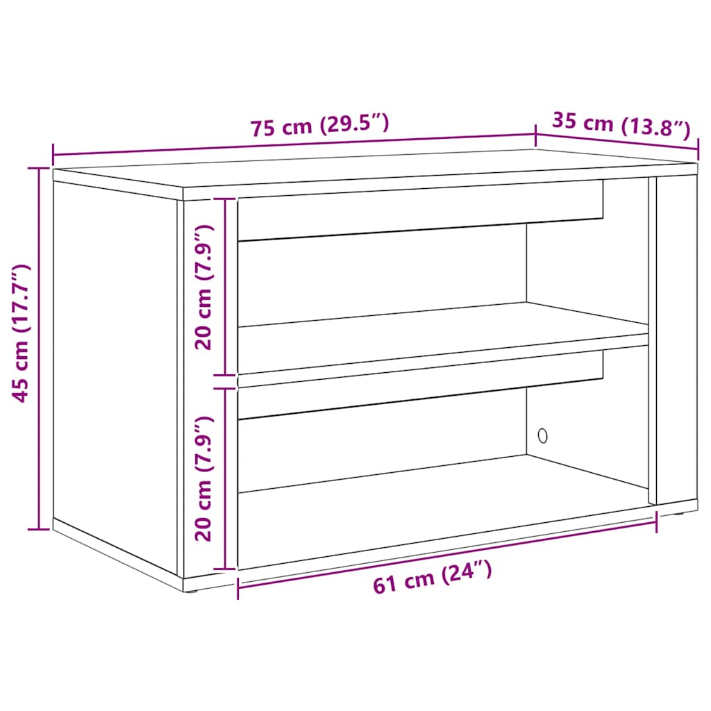 Scarpiera Legno vecchio 75 x 35 x 45 cm Legno multistrato | homemem39