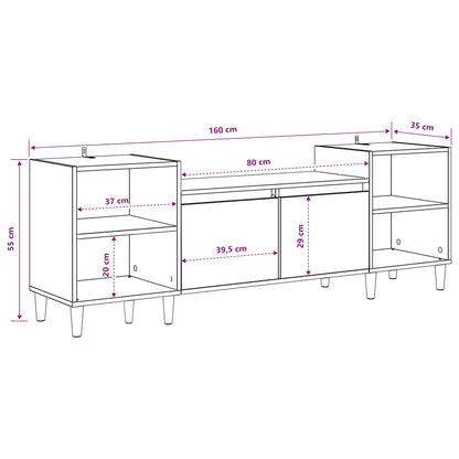 Mobile TV Rovere artigianale 160 x 35 x 55 cm Legno multistrato