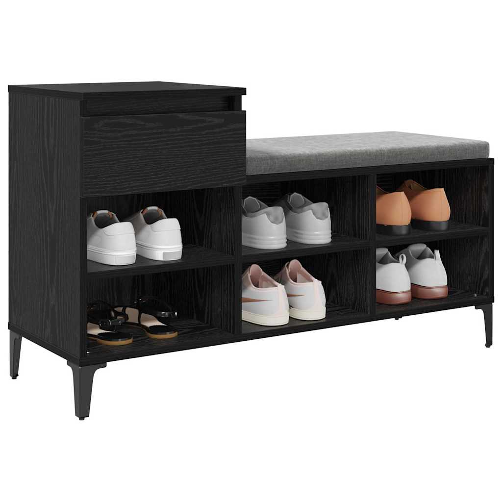 Mobile per scarpe con cassetto Rovere nero 102 x 36 x 60 cm