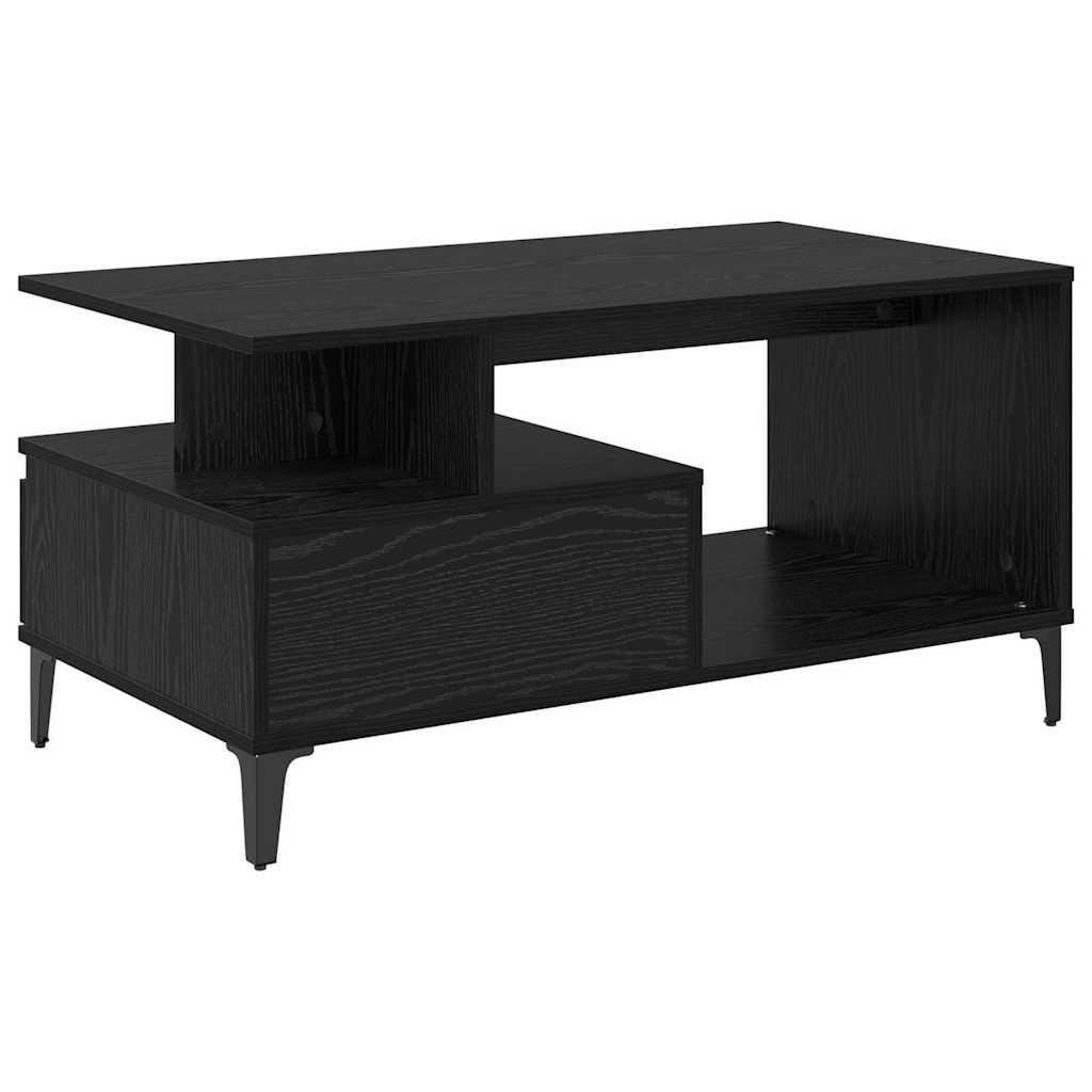 Tavolino da salotto con cassetto Rovere Nero 90 x 49 x 45 cm