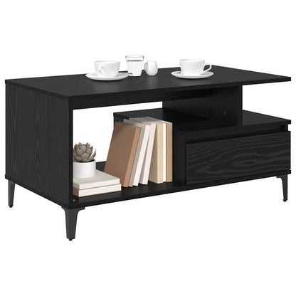 Tavolino da salotto con cassetto Rovere Nero 90 x 49 x 45 cm