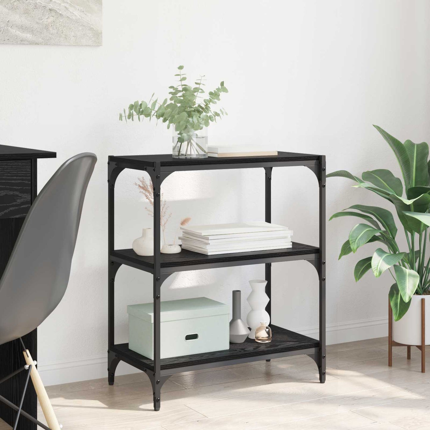 Armadio per Libri Rovere nero 60 x 33 x 70,5 cm | homemem39