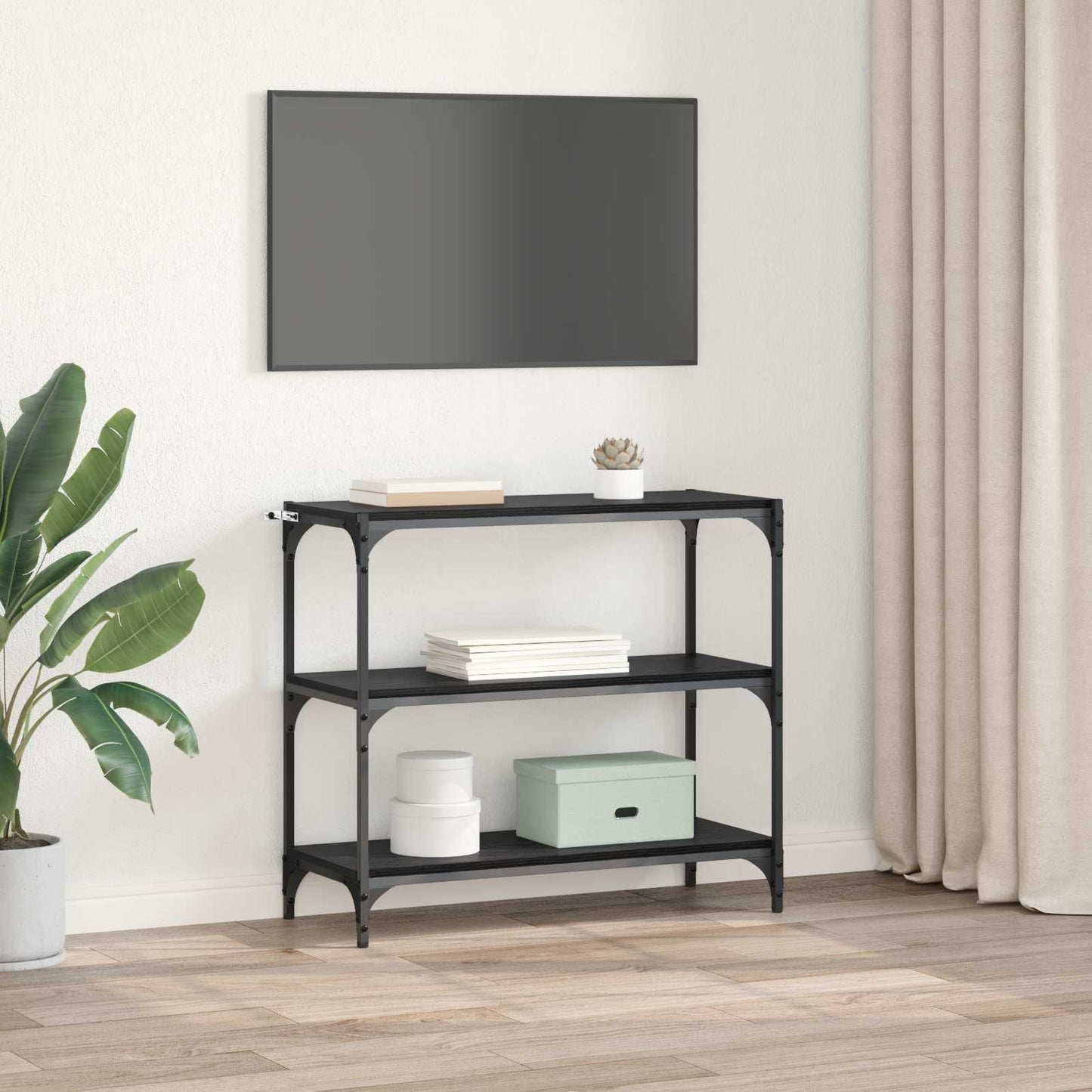 Armadio per Libri Rovere Nero 80 x 33 x 70,5 cm | homemem39