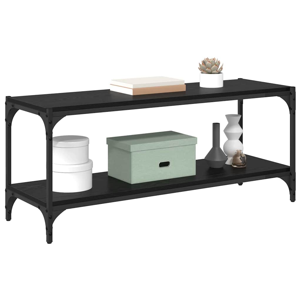 Mobile TV Rovere Nero 100x33x41cm Legno ingegnerizzato e ferro