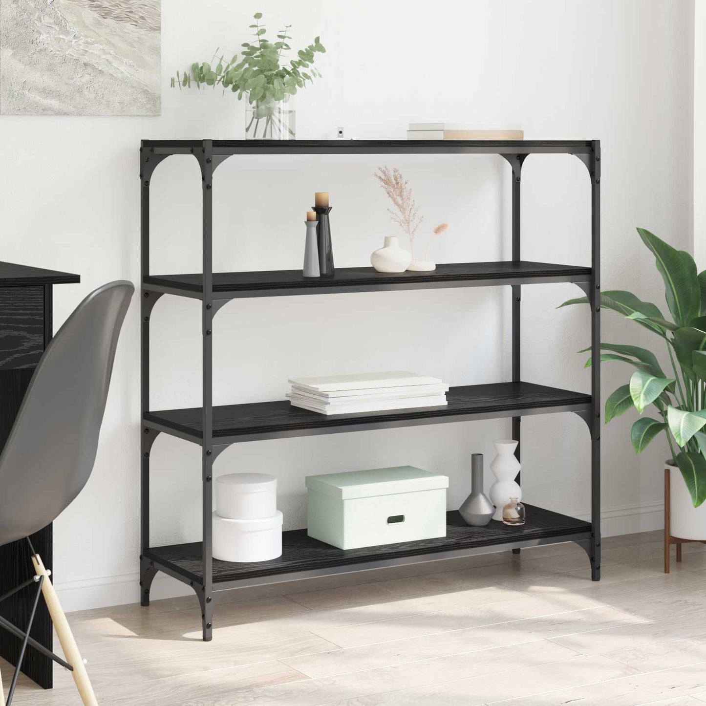 Armadio per Libri Rovere Nero 100 x 33 x 100 cm | homemem39