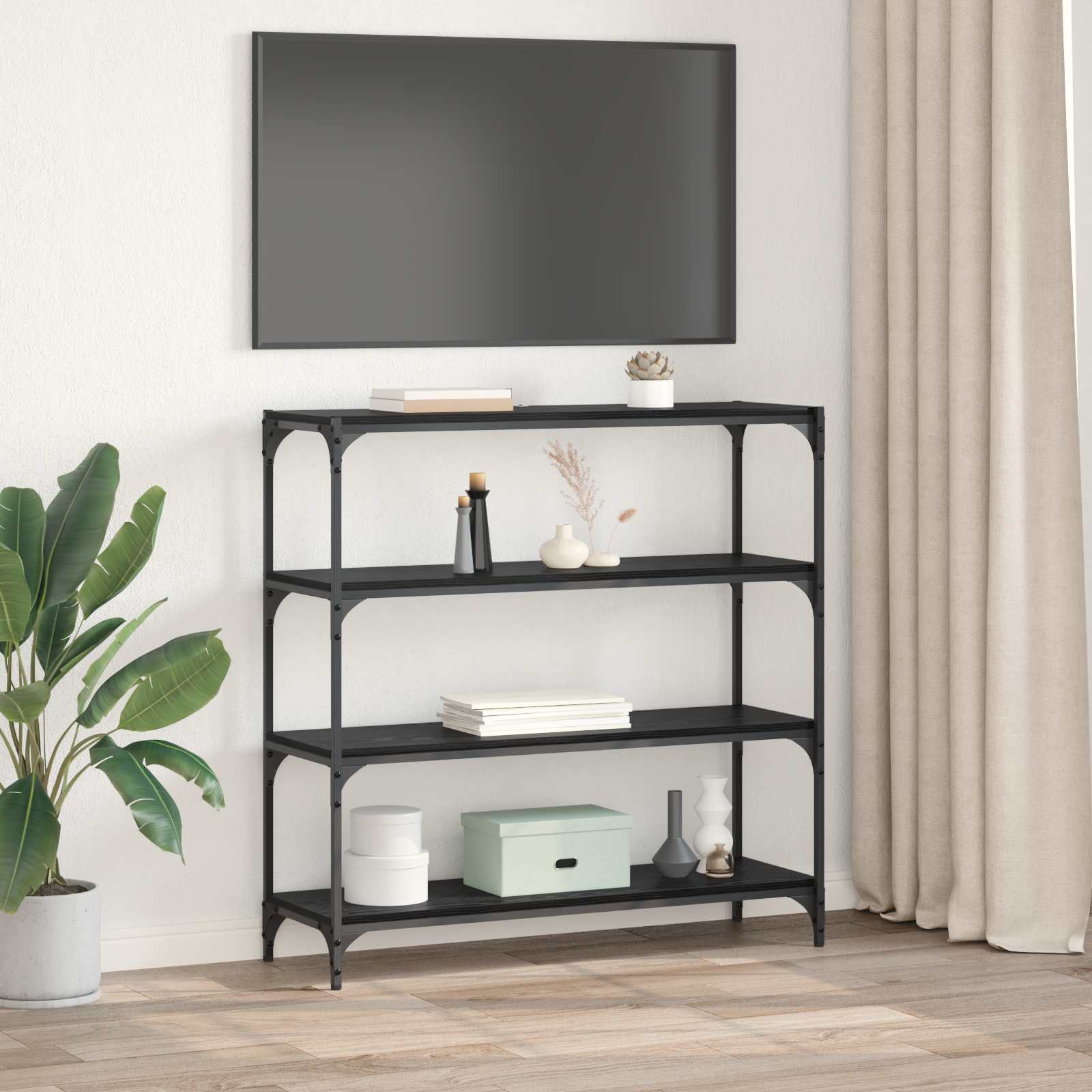 Armadio per Libri Rovere Nero 100 x 33 x 100 cm | homemem39