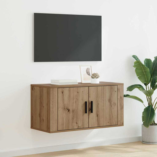 Mobile TV da parete rovere artigianale 80 x 34,5 x 40 cm