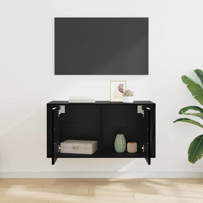 Mobile TV da parete Rovere nero 80 x 34,5 x 40 cm