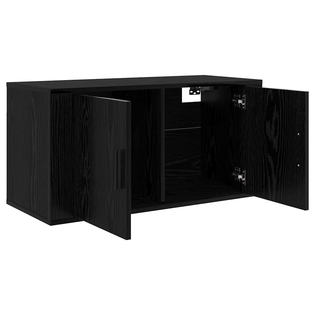 Mobile TV da parete Rovere nero 80 x 34,5 x 40 cm