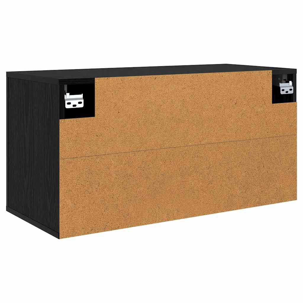 Mobile TV da parete Rovere nero 80 x 34,5 x 40 cm