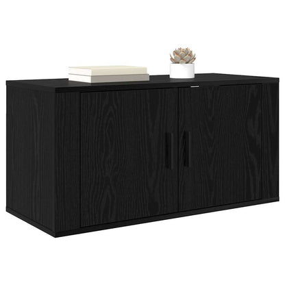 Mobile TV da parete Rovere nero 80 x 34,5 x 40 cm