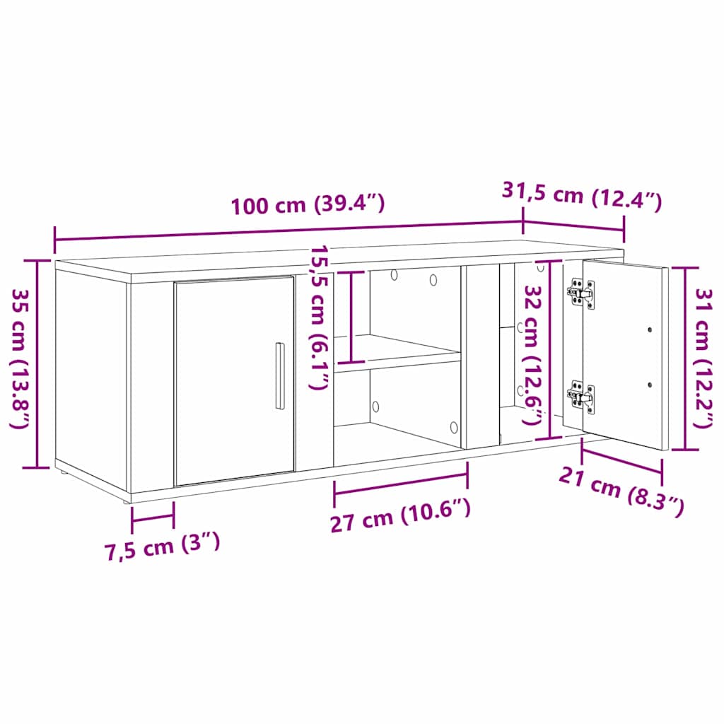 Mobile TV Legno vecchio 100 x 31,5 x 35 cm Legno multistrato
