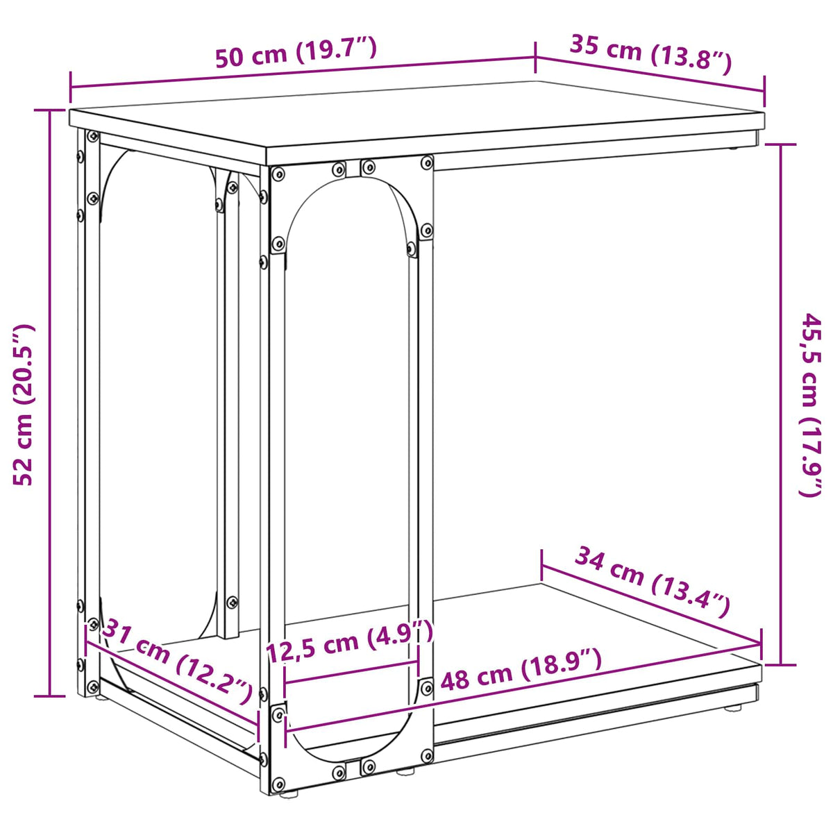 Tavolo laterale Legno vecchio 50 x 35 x 52 cm | homemem39