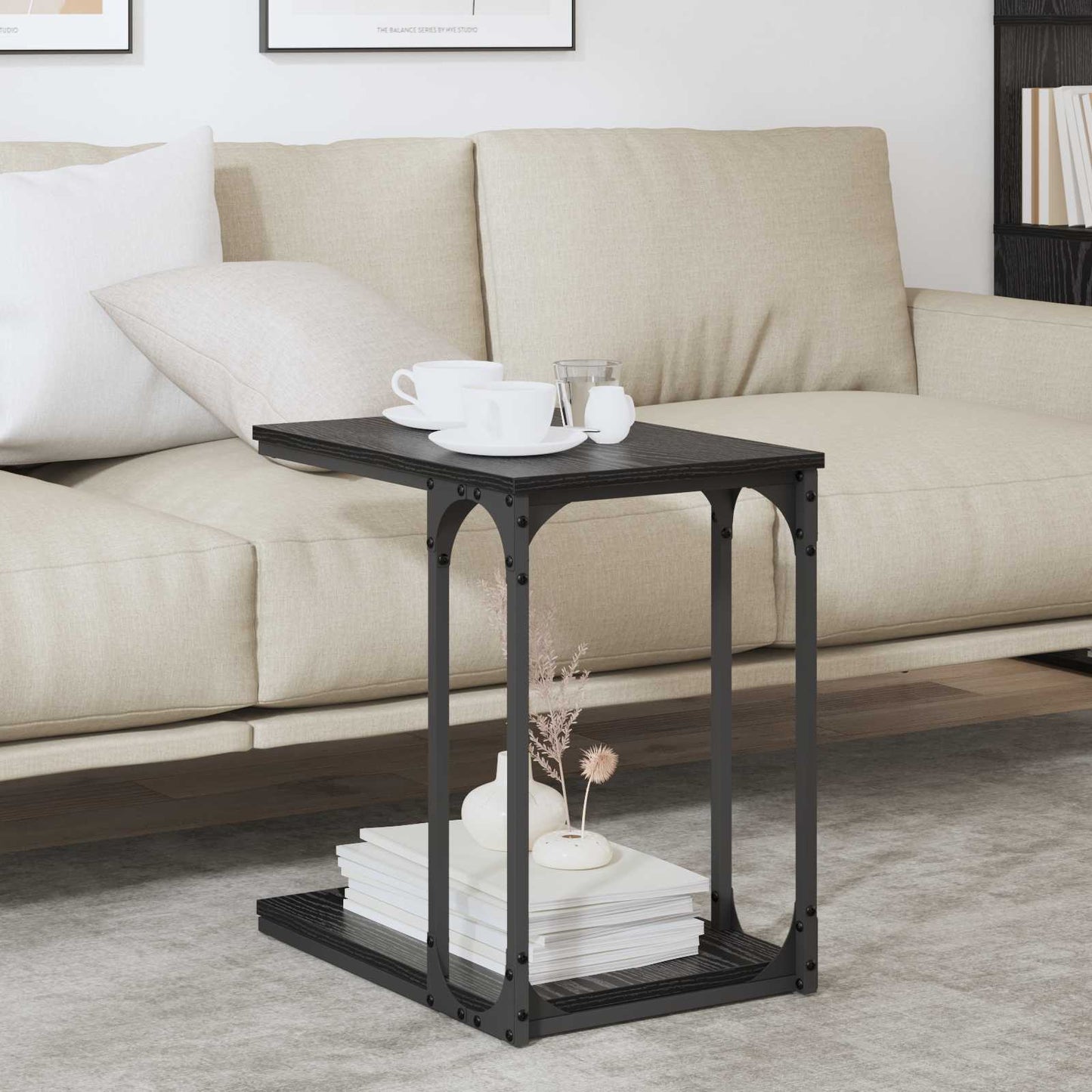 Tavolo laterale Rovere Nero 50 x 35 x 52 cm Legno multistrato | homemem39