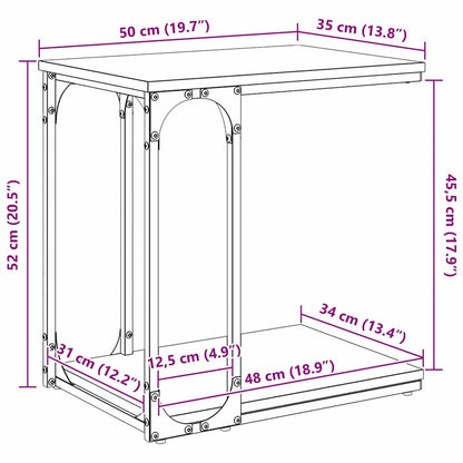 Tavolo laterale Rovere Nero 50 x 35 x 52 cm Legno multistrato