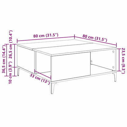 Tavolino da salotto Rovere Nero 80 x 80 x 36,5 cm