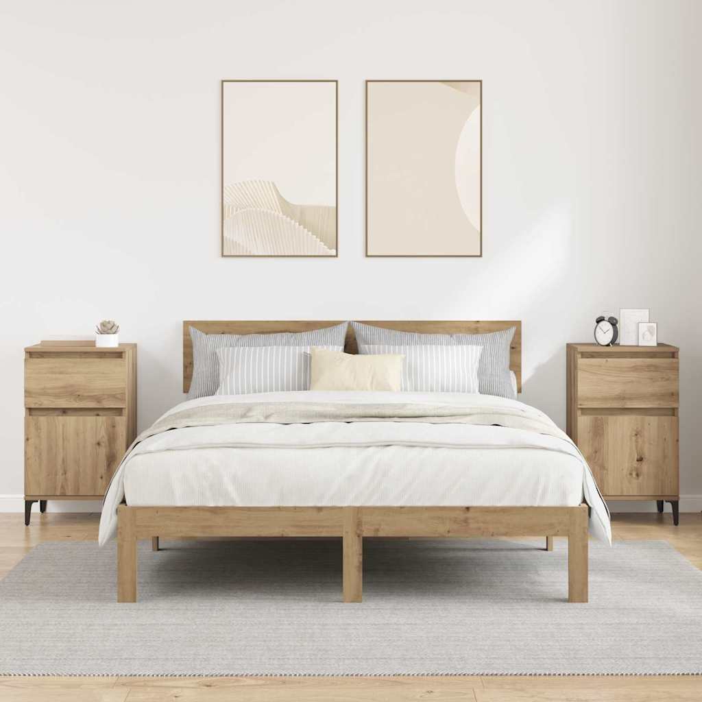 Armadio da Notte 2 pcs Rovere artigianale 40 x 35 x 70 cm | homemem39