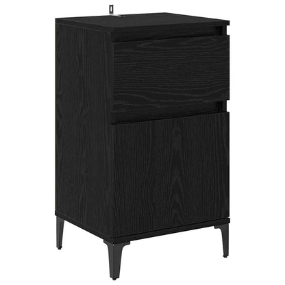 Armadio da Notte Rovere Nero 40 x 35 x 70 cm Legno multistrato
