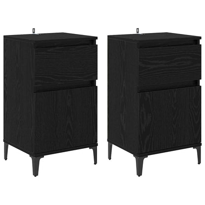 Armadio da Notte con cassetto 2 pcs Rovere Nero 40 x 35 x 70 cm