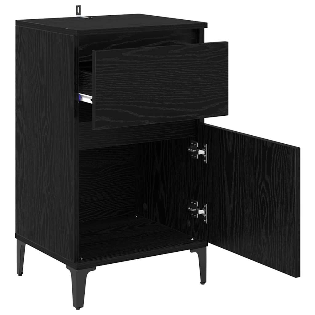 Armadio da Notte con cassetto 2 pcs Rovere Nero 40 x 35 x 70 cm | homemem39