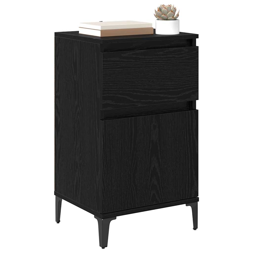 Armadio da Notte con cassetto 2 pcs Rovere Nero 40 x 35 x 70 cm | homemem39