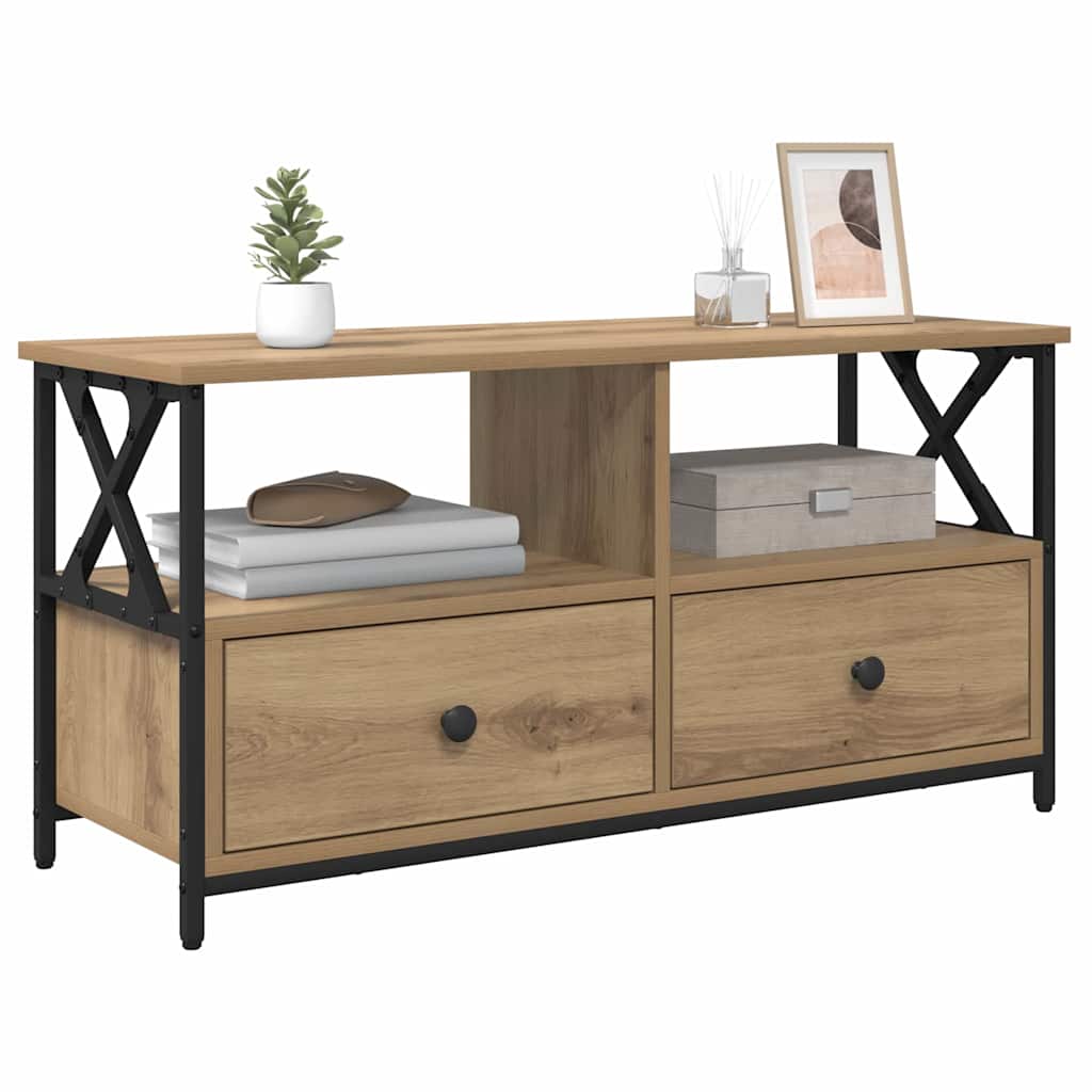 Mobile TV con cassetto Rovere artigianale 90 x 33 x 45 cm