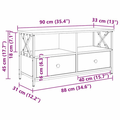 Mobile TV con cassetto Rovere artigianale 90 x 33 x 45 cm