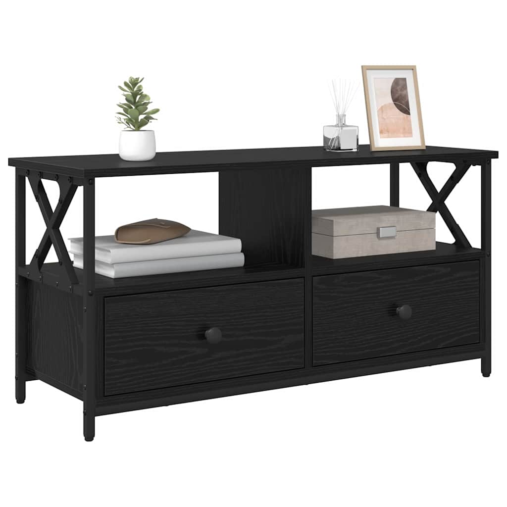 Mobile TV con cassetto Rovere Nero 90 x 33 x 45 cm