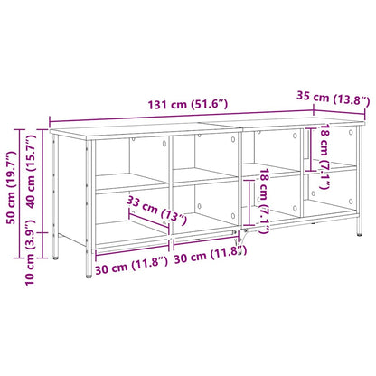 Mobile per scarpe con lo scaffale Rovere Nero 131 x 35 x 50 cm