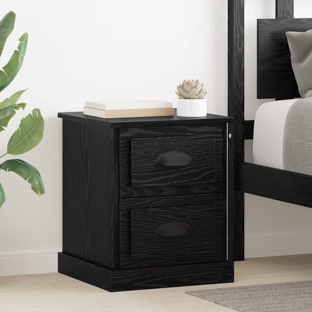 Armadio da Notte con cassetto Rovere Nero 39 x 39 x 47.5 cm