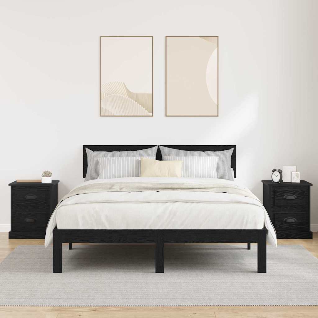 Armadio da Notte 2 pcs Rovere Nero 39 x 39 x 47.5 cm | homemem39