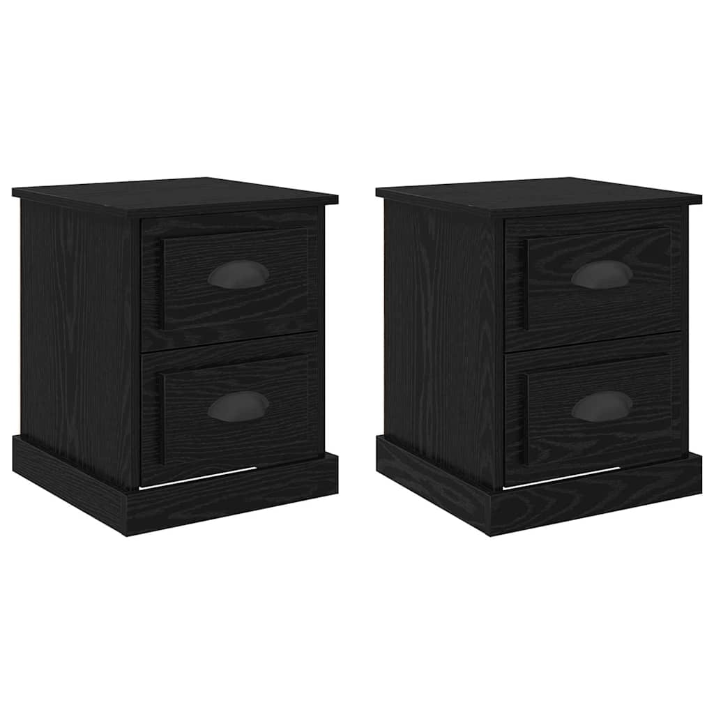 Armadio da Notte 2 pcs Rovere Nero 39 x 39 x 47.5 cm