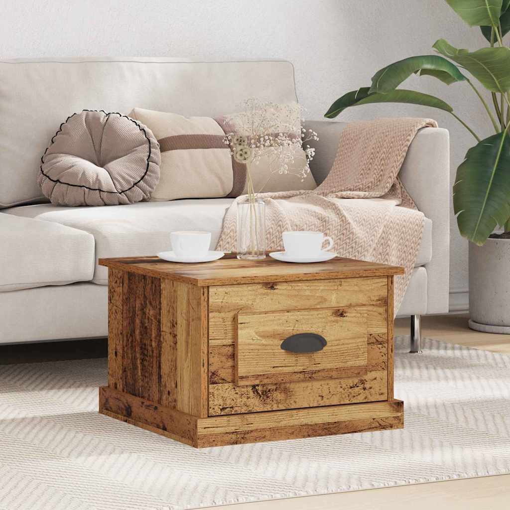 Tavolino da salotto con cassetto Legno vecchio 50 x 50 x 35 cm | homemem39