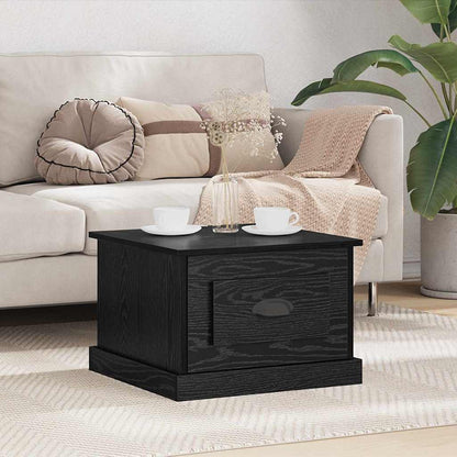 Tavolino da salotto con cassetto Rovere Nero 50 x 50 x 35 cm