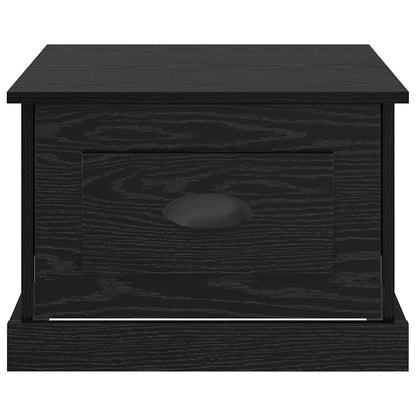 Tavolino da salotto con cassetto Rovere Nero 50 x 50 x 35 cm