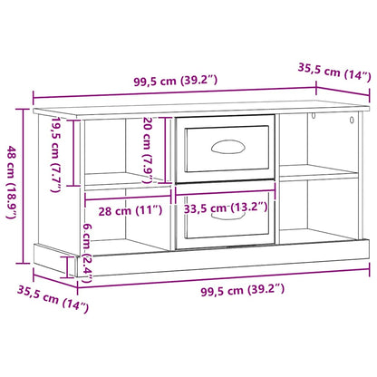 Mobile TV Rovere Nero 99,5 x 35,5 x 48 cm Legno multistrato