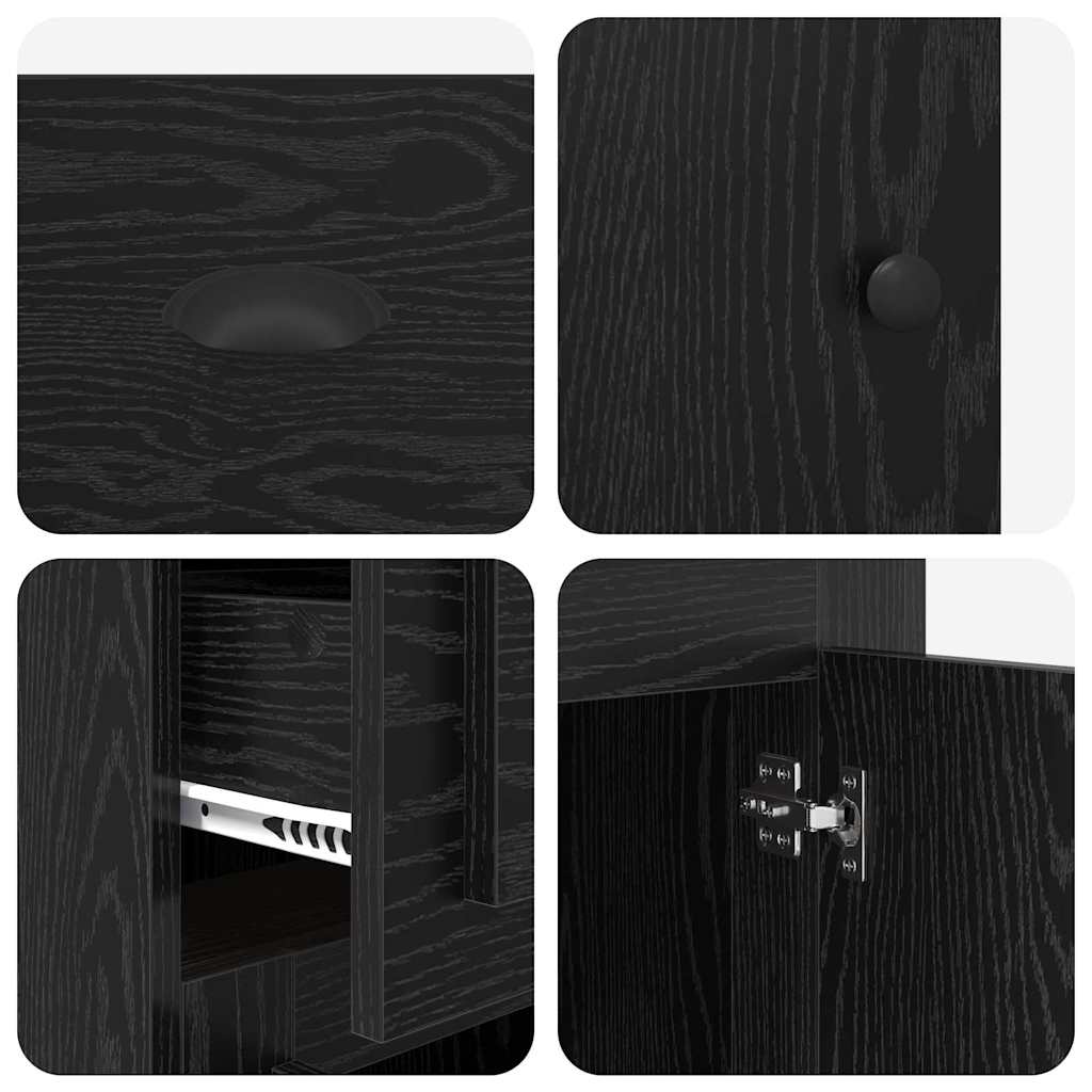 Mobile laterale Rovere Nero 40 x 50 x 75 cm Legno multistrato | homemem39