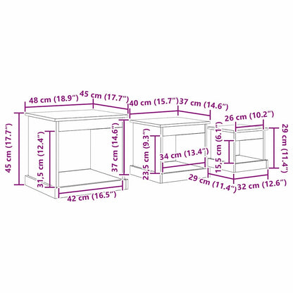 Tavolino da salotto 3 pcs Legno vecchio Legno multistrato | homemem39