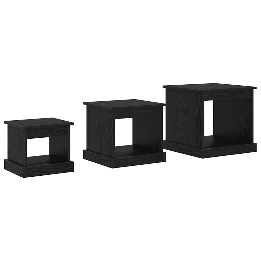 Tavolino da salotto 3 pcs Rovere Nero Legno multistrato