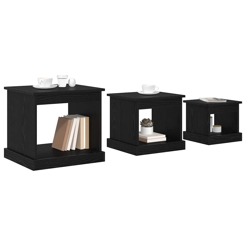 Tavolino da salotto 3 pcs Rovere Nero Legno multistrato