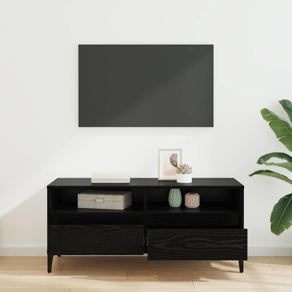 Mobile TV con cassetto Rovere Nero 100 x 34,5 x 44,5 cm