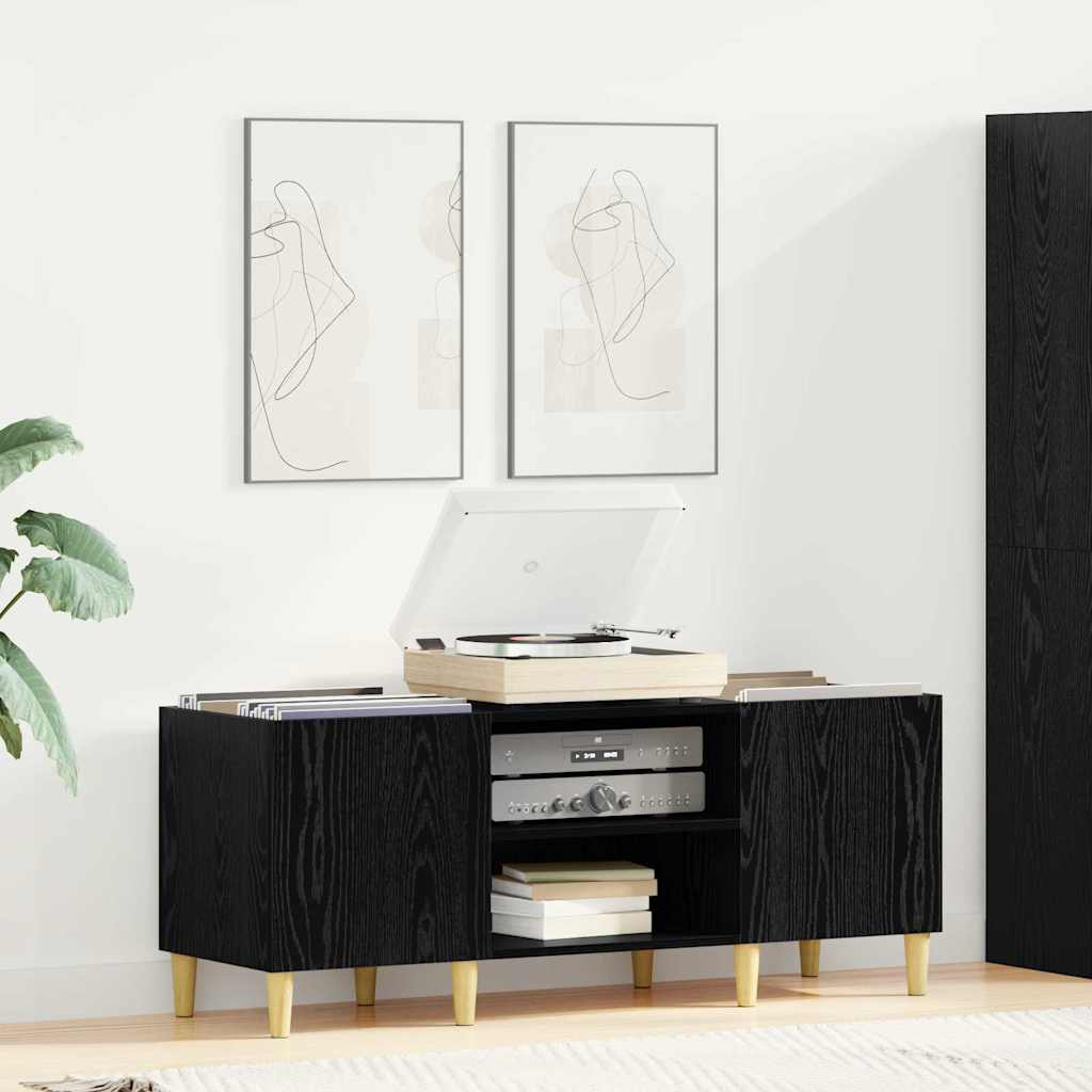 Mobile porta vinili Rovere Nero 121 x 38 x 48 cm | homemem39