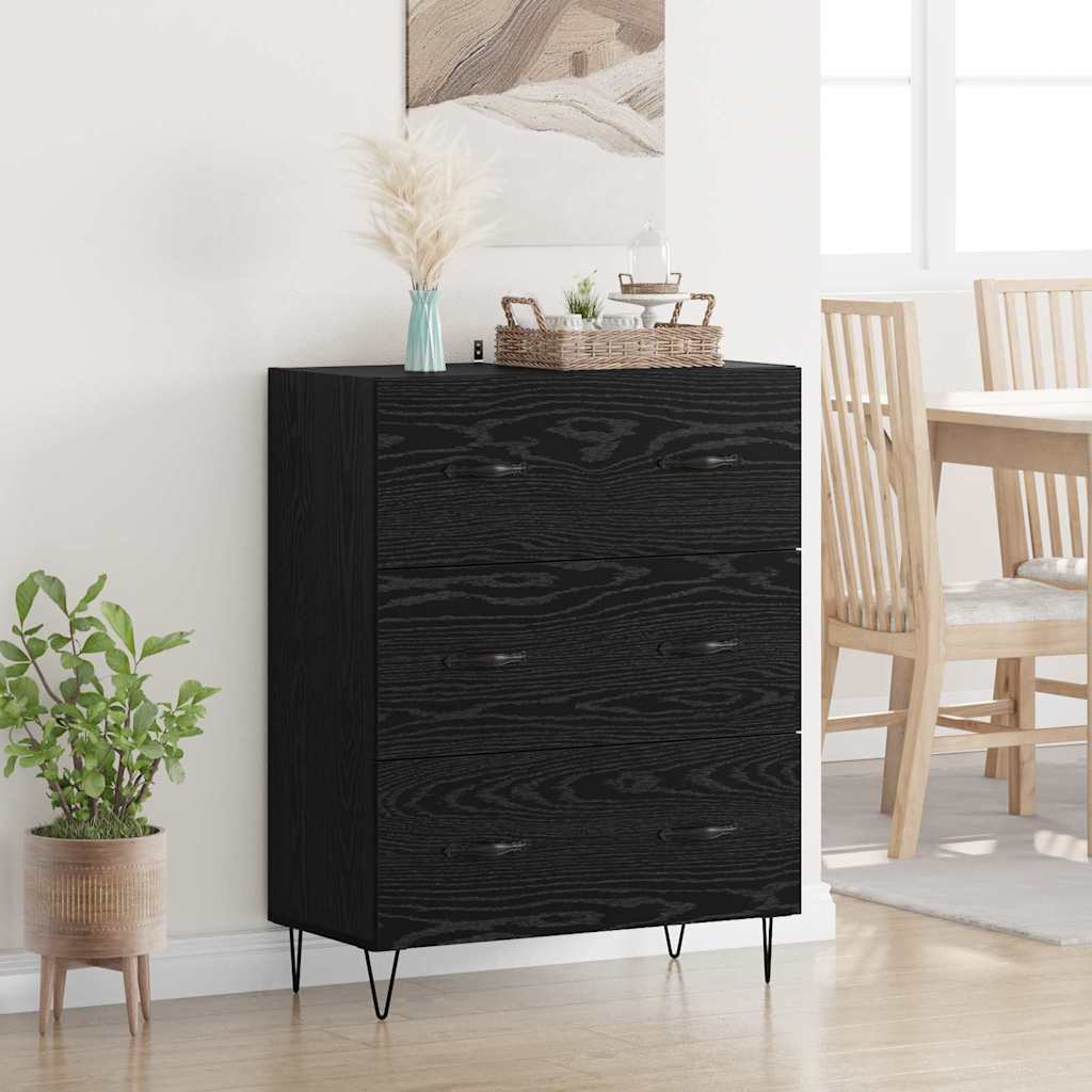 Credenza con cassetto Rovere Nero 69,5 x 34 x 90 cm