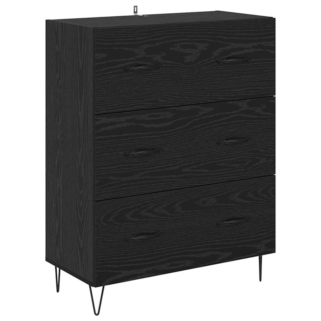 Credenza con cassetto Rovere Nero 69,5 x 34 x 90 cm
