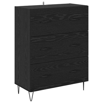 Credenza con cassetto Rovere Nero 69,5 x 34 x 90 cm