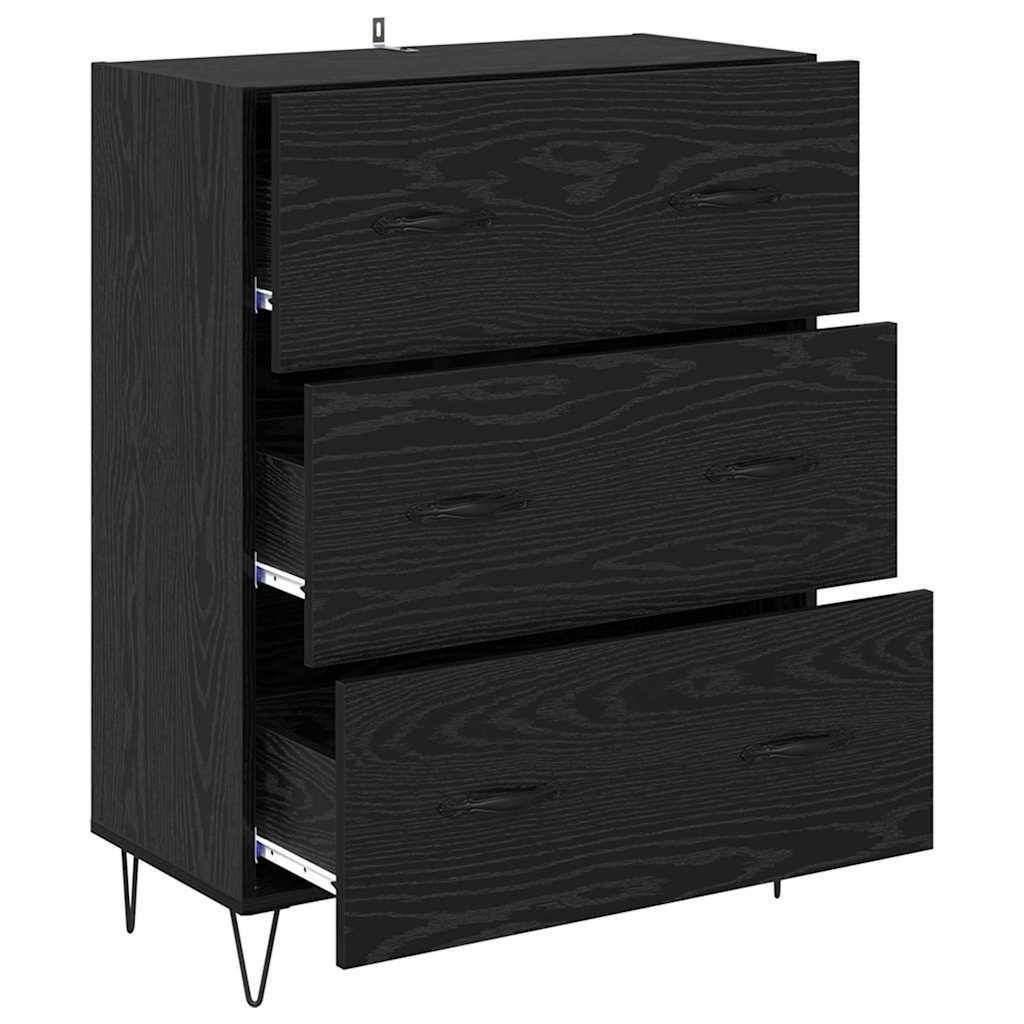 Credenza con cassetto Rovere Nero 69,5 x 34 x 90 cm
