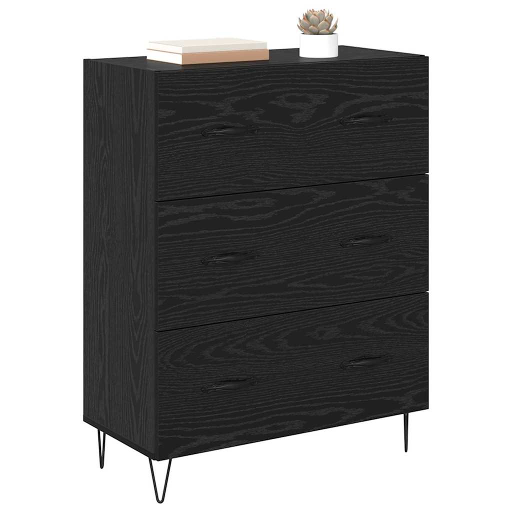 Credenza con cassetto Rovere Nero 69,5 x 34 x 90 cm